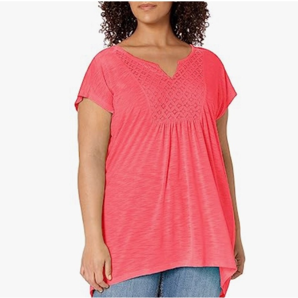 Just My Size Slub Crochet Bib Tunic